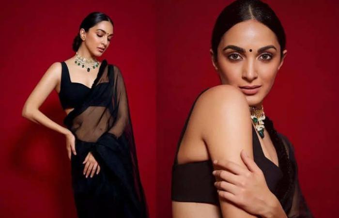 Kiara Advani Wore A Black Transparent Sari, Deep Neck Looked At The Blouse